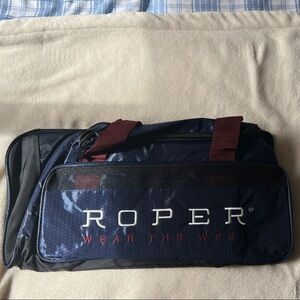 Roper Navy Duffel Bag with Maroon Straps